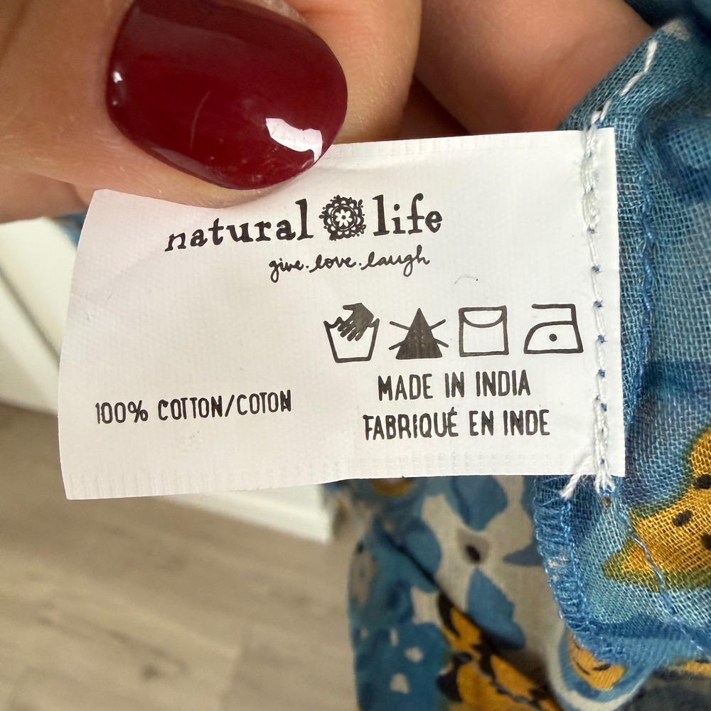 Natural Life Blue Floral Boho Mini Swim Cover Up In A Bag Tunic Size Medium - Picture 12 of 12